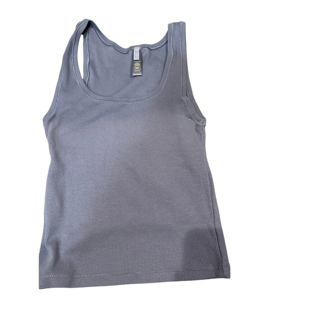 SKIMS Tank Top Size Medium /Small Ribbed Cotton Stretch Blueish Gray Basics NWT